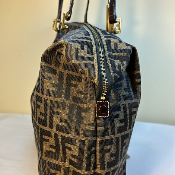 COA Fendi Zucca Tote Goldtone Hardware, Adjustable Sides, Leather Straps - Picture 4 of 15